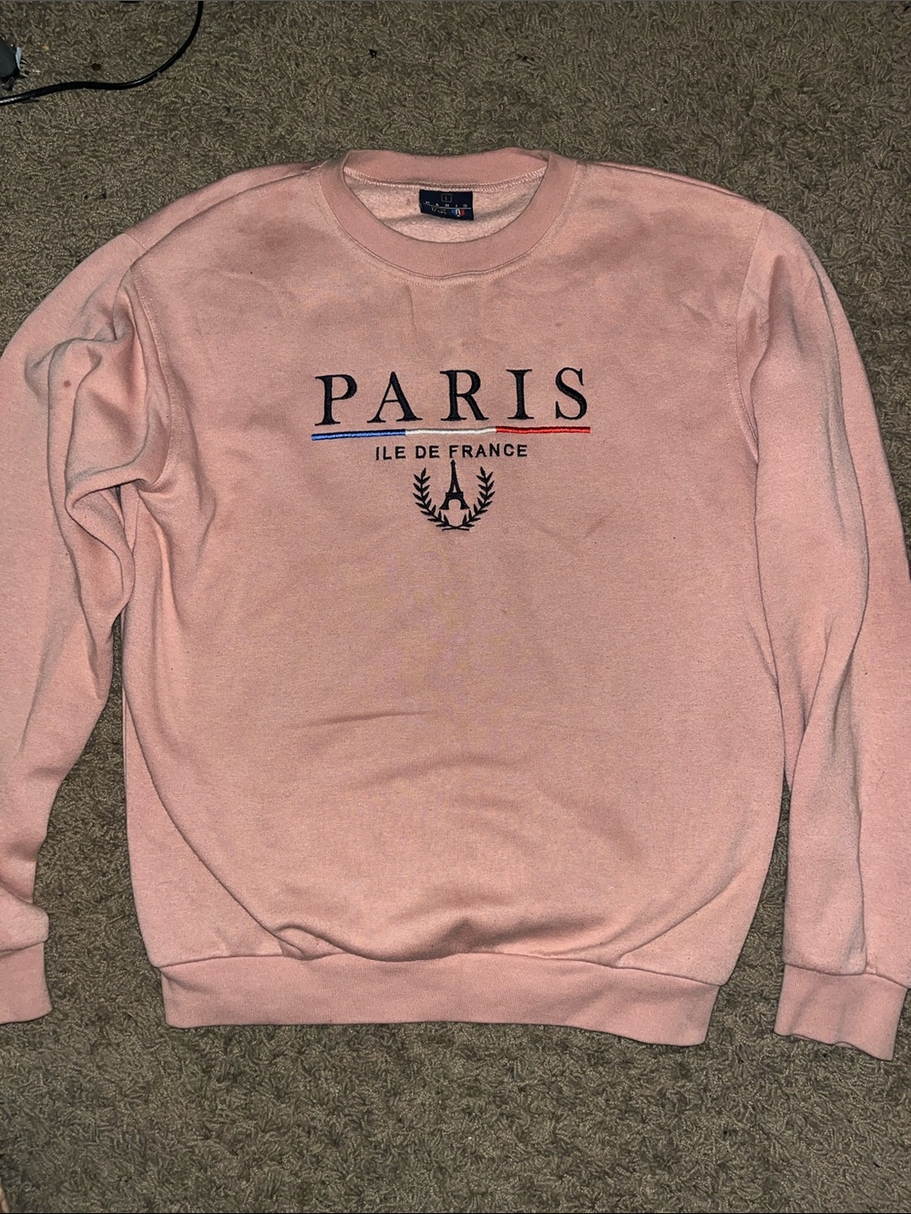 Pink Crewneck Sweatshirt with Tricolor Detail